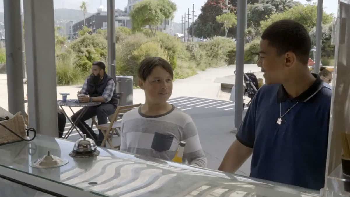 Video still of kids at a cafe, part of a environmental campaign produced by Wonderlab