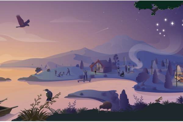 Illustration of a landscape created by Wellington digital agency, Wonderlab